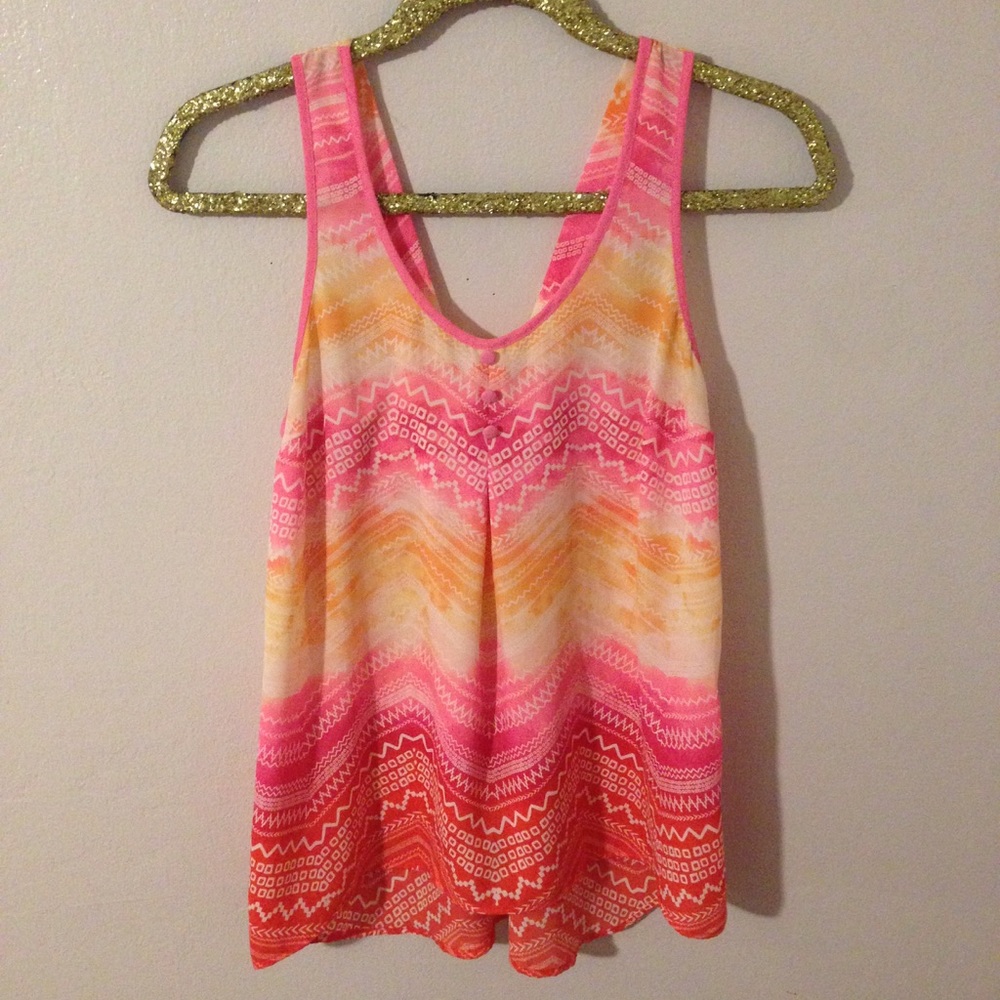 💛{2 for $15} S Pink & Orange Aztec Candies Tank